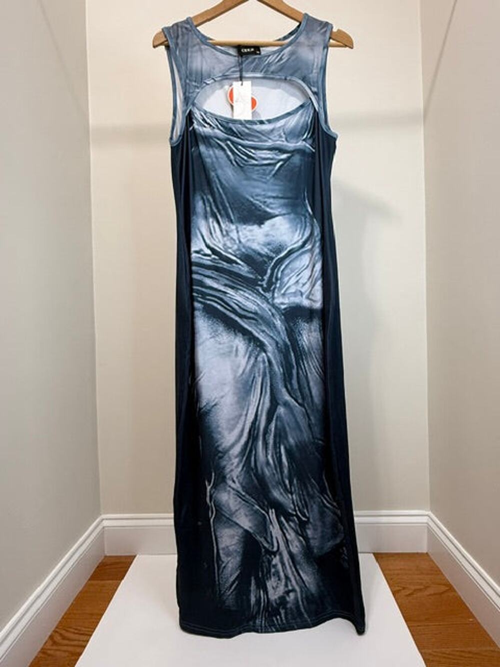 Cider Abstract Swirl Maxi Dress Cutout Neck NWT Sz0XL